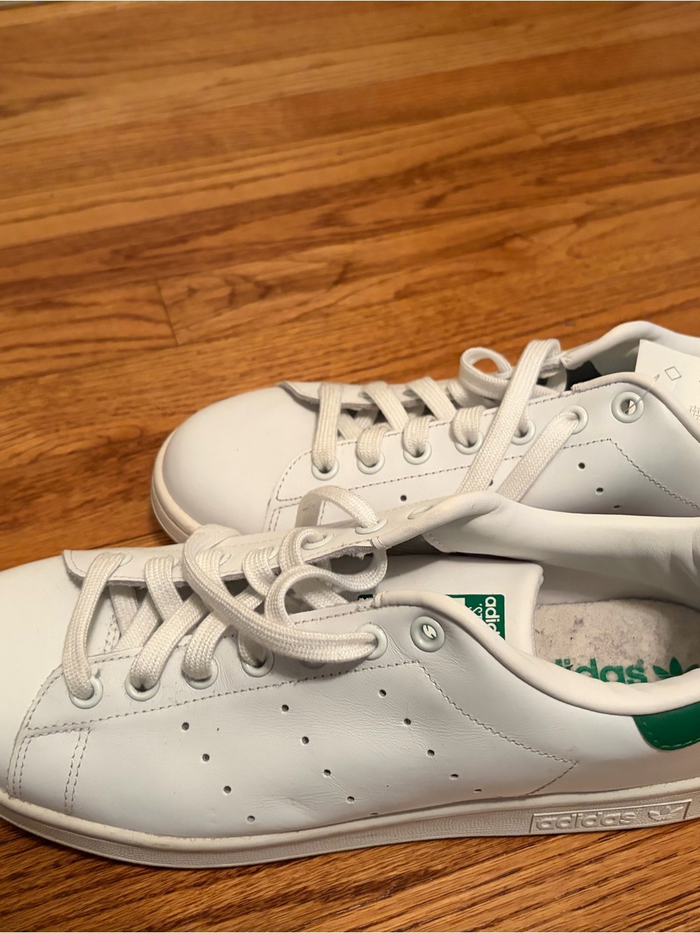 adidas White Leather Sneakers with Green Accent